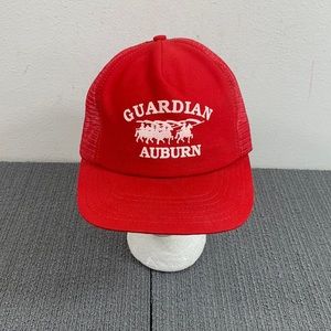 Vintage Guardian Auburn Trucker Hat Mens OSFA Red White Mesh Back Snapback P Cap